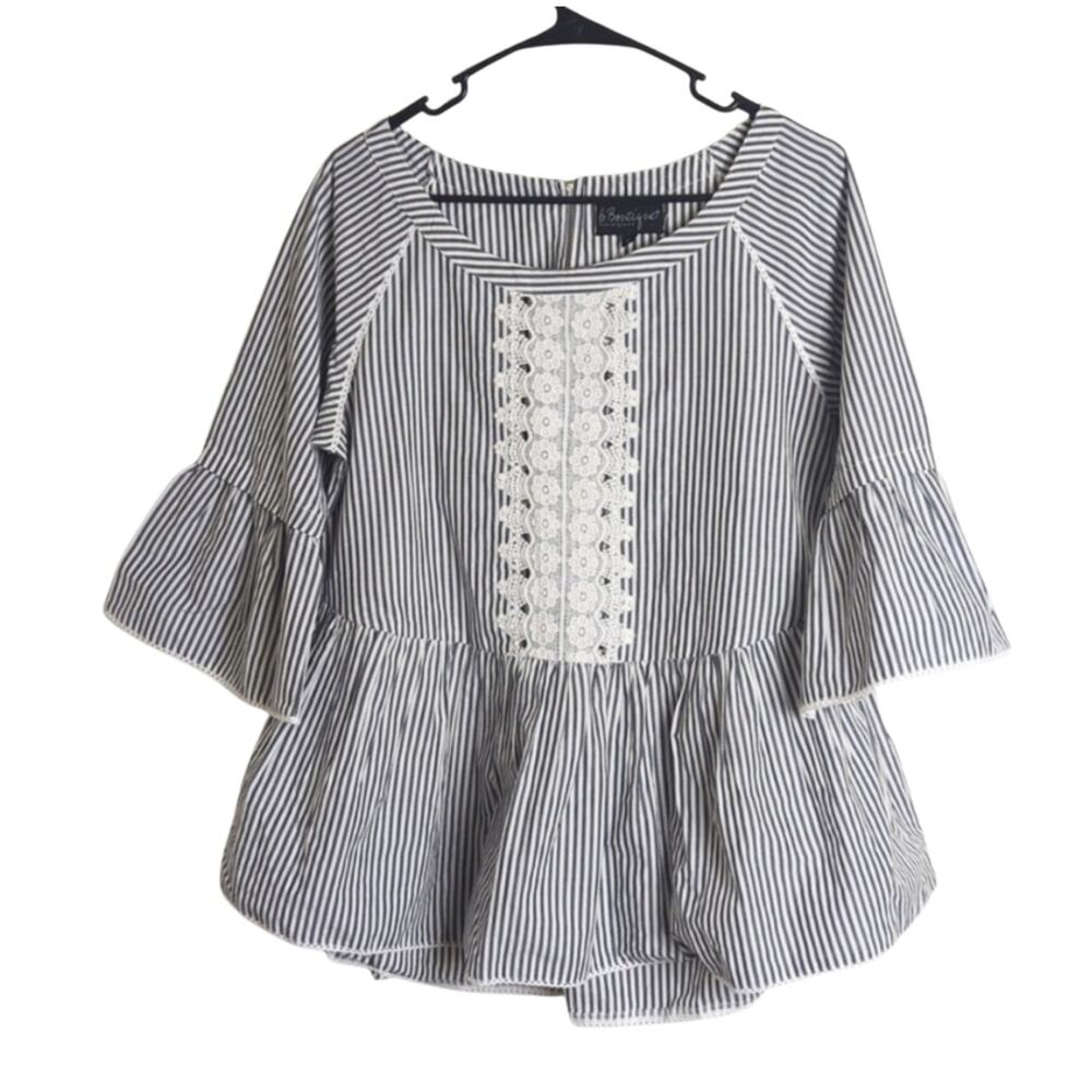 NWOT Cottagecore Popover Blouse Embroidered Panel Lace Women's Oversized M